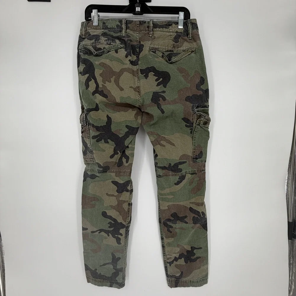 Gap Mens Slim Taper Camo Cargo Pants Woodland Ripstop 30x30 Stretch Trousers